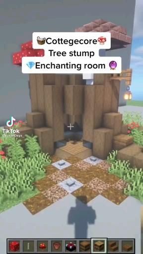 Minecraft Tree Stump, Minecraft Axolotl Habitat, Enchanting Room, Minecraft Cottagecore, Minecraft Tree, Minecraft Hacks, Minecraft Building Guide, Case Minecraft, Houses Minecraft