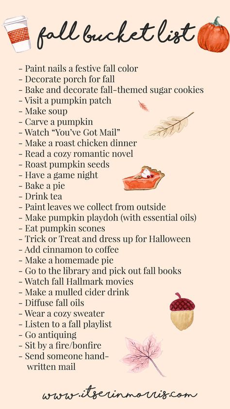 Fall/halloween Bucket List, 30 Bucket List, Autumn Bucket List, Halloween Bucket List, Fall Playlist, Bucket List Ideas, Fall Mood Board, Fall Mood, Fun Fall Activities