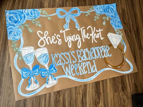 This is ADORABLE with all of the blues!! 🩵🦋🫶🏼 #bows #banner #banners Kraft Paper Banner, Wedding Shower Banners, Painted Banners, Bridal Banner, 21st Birthday Banner, Painted Banner, Bachelorette Signs, 50th Birthday Banner, Cute Banner