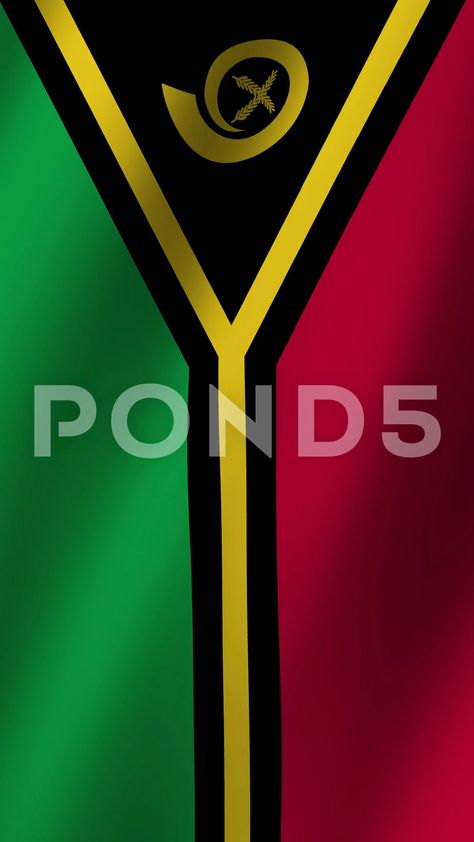 Vertical Flag Of Vanuatu Waving Animation, Vertical Vanuatu Flag Footage Vid Waving Animation, Vanuatu Flag, Vanuatu, Flag