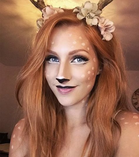 Easy Halloween Makeup, Deer Makeup, Halloween Make-up Looks, 5 Minute Makeup, Deer Costume, Cute Halloween Makeup, Fun Makeup, Diy Halloween Decor, Halloween Makeup Scary