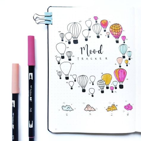 For air balloon theme Bullet Journal Simple, Mood Tracker Ideas, Bullet Journal Tracking, Bullet Journal Mood Tracker, Bullet Journal Page, Tracker Ideas, Bullet Journal 2019, Bullet Journal Mood Tracker Ideas, Bullet Journal Tracker