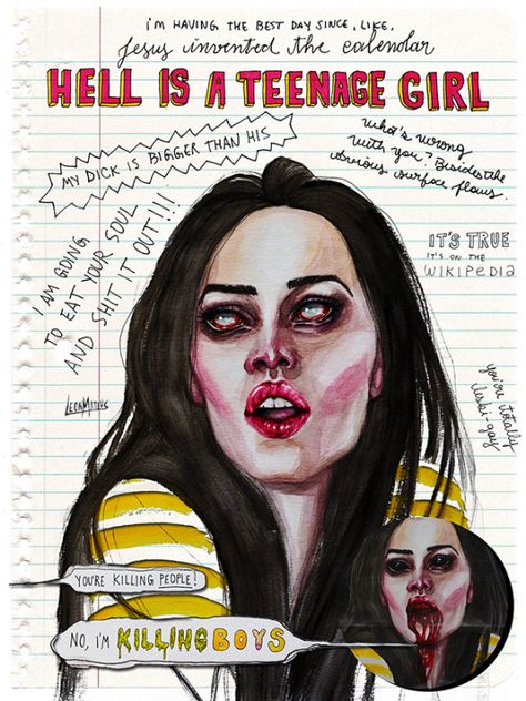 Pathetic Aesthetic, Body Watercolor, Hell Is A Teenage Girl, Jennifer's Body Aesthetic, Jennifer Check, Creepy Girl, Art Haus, The Wedding Singer, Watercolor Poster