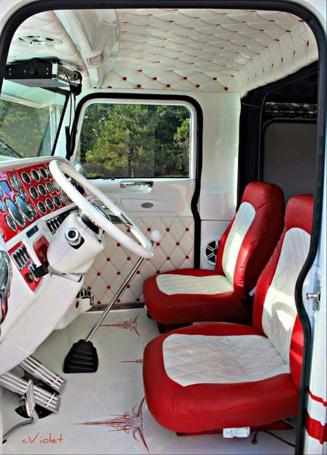 Semi Trucks Interior, Custom Peterbilt, Trucks For Sell, Truck Living, 57 Chevy Trucks, Car Interior Upholstery, Brick By Brick, Custom Pickup Trucks, Dodge Rams