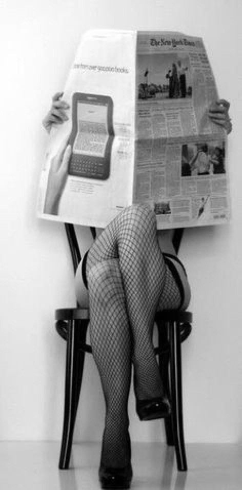 Woman Reading, Fishnet Stockings, Dark Beauty, Black And White Pictures, Shades Of Grey, Thigh High, Shoot Ideas, White Photography, Newspaper