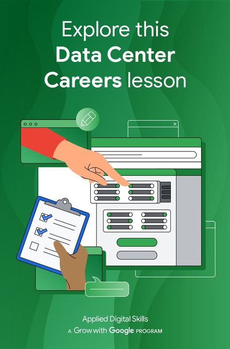 Educators! Introduce your students to career opportunities in data centers—a high-growth field—with Google’s Applied Digital Skills Explore Data Center Careers lesson. Career Lessons, Digital Skills, Work From Home Companies, Learning Apps, Taylor Swift Videos, Data Center, Design System, Teacher Hacks, Career Opportunities