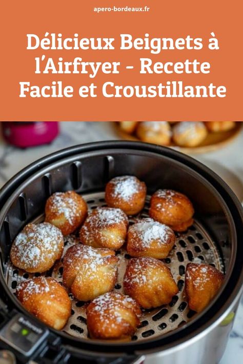 Beignets dorés et croustillants saupoudrés de sucre glace cuits dans une friteuse à air. Brunch Air Fryer, Beignets Air Fryer, Air Fryer Beignets, Desserts Air Fryer, Air Flyer, Thermomix Desserts, Best Air Fryers, Air Fryer Recipe, Air Fryer Healthy