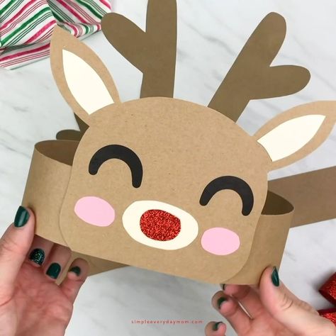 Reindeer Headband Craft | 🦌 Reindeer Headband Craft ✂️ Get the template on the blog | By Fun Crafts For Kids | Facebook Reindeer Dress Up Day At School, Reindeer Headband Craft, Raindeer Crafts, 1st Grade Crafts, Prek Teacher, Headband Crafts, Reindeer Craft, Fun Christmas Games, Preschool Christmas Crafts