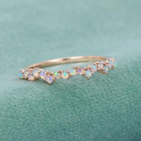 Natural Opal Ring Vintage Opal Band Opal Wedding Band Rose - Etsy Dainty Opal Ring, Gold Opal Ring, Opal Wedding Band, Opal Ring Vintage, October Birthstone Ring, Elegant Wedding Rings, Rose Gold Opal Ring, Natural Opal Ring, Sapphire Wedding Rings