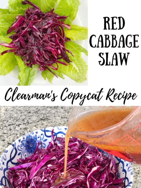 Red Cabbage Slaw Clearman's Copycat Recipe Purple Cabbage Salad Recipe, Red Cabbage Slaw Recipes, Purple Cabbage Recipes, Red Cabbage Coleslaw, Purple Cabbage Slaw, Coral Paint, Cabbage Salad Recipe, Cabbage Slaw Recipes, Pickled Red Cabbage