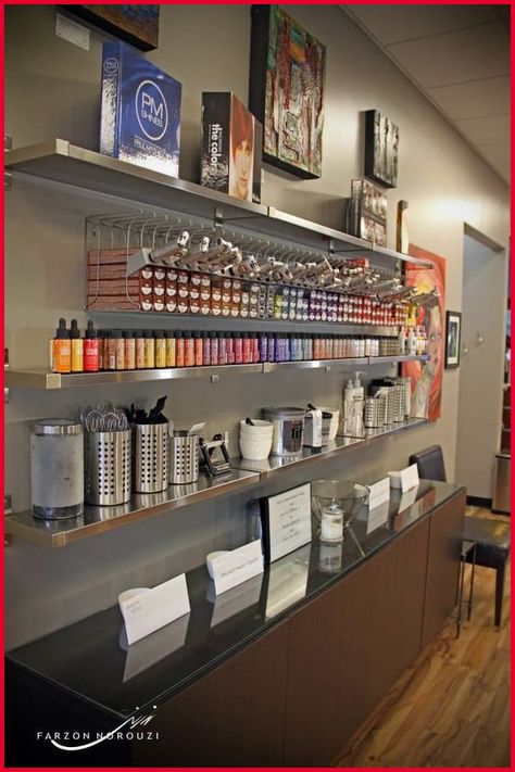 Salon Dispensary Ideas, Color Bar Salon Ideas, Dispensary Ideas, Salon Color Bar, Small Salon, Salon Design Ideas, Home Hair Salons, Hair Salon Design, Hair Salon Interior