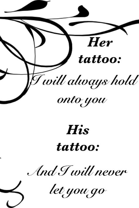 I'm not a fan of couple tattoos, but this is really sweet. Soulmates Tattoo, Soulmate Tattoo Ideas Couple Tat, Soulmate Tattoo Ideas, Boyfriend And Girlfriend Tattoos, Husband And Wife Tattoos Unique, Soulmate Tattoos, Flourish Tattoo, Soulmate Tattoo, Couple Tattoo Quotes