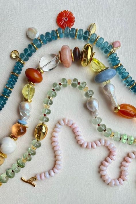 summer jewellery, colourful jewellery, colourful beads necklace, beads necklace, stacking jewellery, beach jewellery, summer stack, chunky rings Jewellery Stack, Jewellery Summer, Necklace Stacking, Colourful Jewellery, Wearing Pearls, Beach Jewellery, Summer Jewellery, Beading Jewelery, Necklace Beads