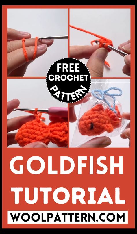 Crochet Gold Fish Pattern Free, Gold Fish Crochet Pattern Free, Goldfish Crochet, Crochet Goldfish, Crochet Fish Patterns, Half Double Crochet Decrease, No Sew Crochet, Crochet Sea Creatures, Double Crochet Decrease