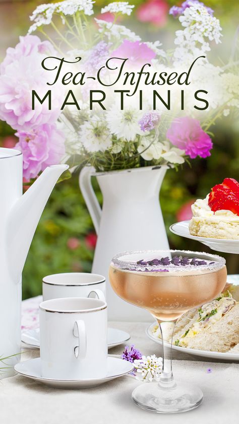 Turn teatime into Happy Hour with these tea-infused martinis! Chambord Liqueur, Sweet Tea Vodka, Happy Hour Food, Martini Ingredients, Lemon Drop Martini, Cocktail Syrups, Candied Lemons, Pink Food Coloring, Buttercream Filling