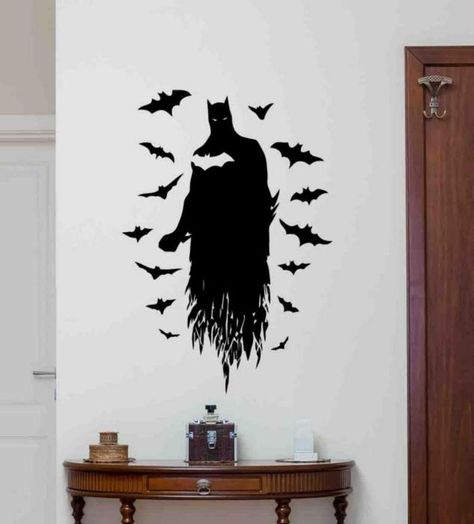 Batman Room Ideas, Batman Bathroom Decor, Super Hero Poster, Batman Wall Poster, Cartoons Movie, Batman Wall Painting, Batman Wall Decor, Superhero Wall Decor, Batman Wall Art