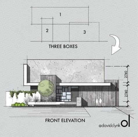 Extiror House Design, Architecture Elevation, Facade Architecture Design, Architecture Design Sketch, Architecture Design Drawing, Modern House Facades, Architecture Model House, Architectural House Plans, Architecture Concept Drawings