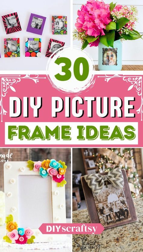 Consider making your own by following our list of DIY picture frame ideas. These picture frames are a great home decorating solution. They're surely just what you need to accent your art without tacking on extra dollars to spend. Wooden Picture Frames Design, Decorated Picture Frames Diy, Diy Picture Frames Ideas, Decorating Frames, Diy Picture Frames Crafts, Homemade Picture Frames, Picture Frame Projects, Cardboard Photo Frame, Homemade Frames