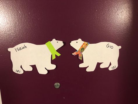 Winter semester door decs, polar bears with scarves Winter Door Decs Ra, Winter Door Decs, Res Life Door Decs, Ra Decorations, Winter Semester, Ra Door Decs, Resident Advisor, Diy Dorm, Resident Adviser