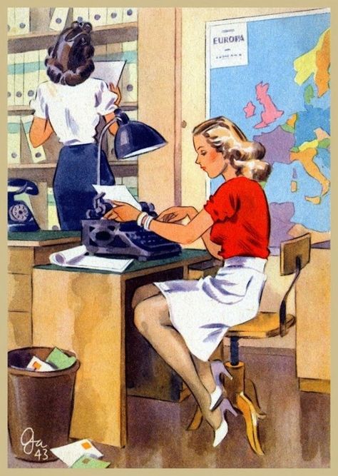 Gert Gagelmann Ww2 Propaganda, Retro Kunst, Magazine Illustration, Guys And Dolls, Pulp Art, Vintage Office, Illustration Vintage, Norman Rockwell, Vintage Life