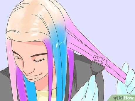 How to Dye Unicorn Hair (with Pictures) - wikiHow Types Of Hair Color Techniques, Hair Dye Placement Ideas, How To Ombre Your Hair, Hair Dye Techniques, Hidden Rainbow Hair, Unicorn Hair Dye, Pastel Rainbow Hair, Unicorn Hair Color, Mane Hair