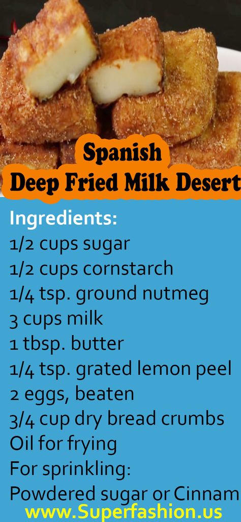 How to make deep fried milk recipe: The recipe is milk based, but it can be made with some spices such as nutmeg, cinnamon, or pumpkin pie spice. I like to top it with powdered sugar, but if you want a different twist, sprinkle your fried milk bites with cinnamon powder mixed with granulated sugar. Allow three to four hours for custard to harden in refrigerator to be ready for the breading and frying. Make sure to constantly whisk the mixture when preparing the custard in the boiling process, a Unique Deep Fried Foods, Deep Fried Milk Recipe, Deep Fried Milk, Fried Milk Recipe, Couple Baking, Filipino Bread Recipe, Fried Desserts, Deep Fryer Recipes, Food Booth