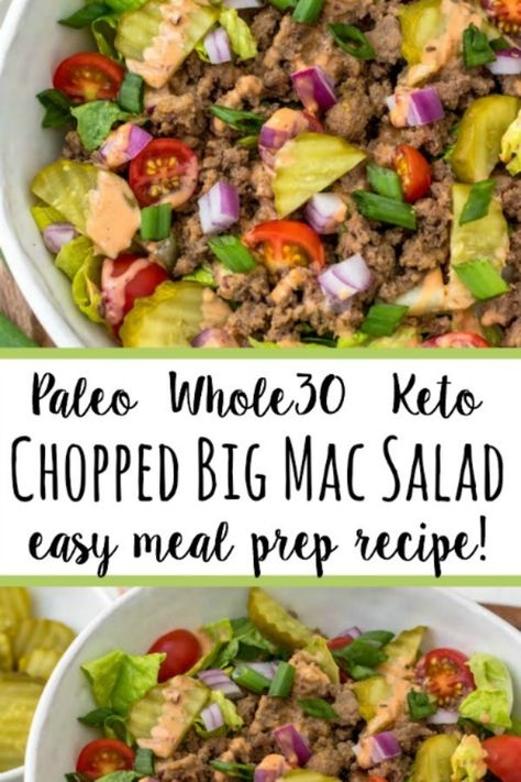 Paleo Salad, Paleo Salad Recipes, Big Mac Salad, Mac Salad, Cheap Clean Eating, Paleo Salads, Taco Salads, Beef Taco, Paleo Lunch