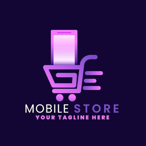 Mobile Store Logo, Mobile Phone Logo, Mobile Shop Design, Shop Name Ideas, Make Your Own Logo, Mobile Logo, Vector Gradient, Phone Store, Mobile Store