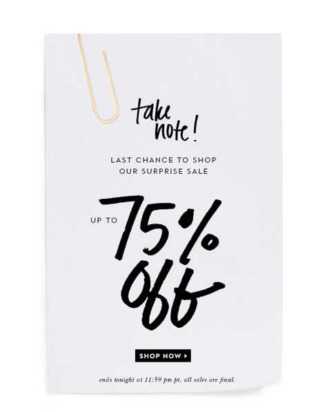 Sale Announcement Ideas, Last Chance Email Design, Email Marketing Design Fashion, Hardsell Ads, Countdown Email, Flash Sale Email, Marker Font, Gift Voucher Design, Email Layout