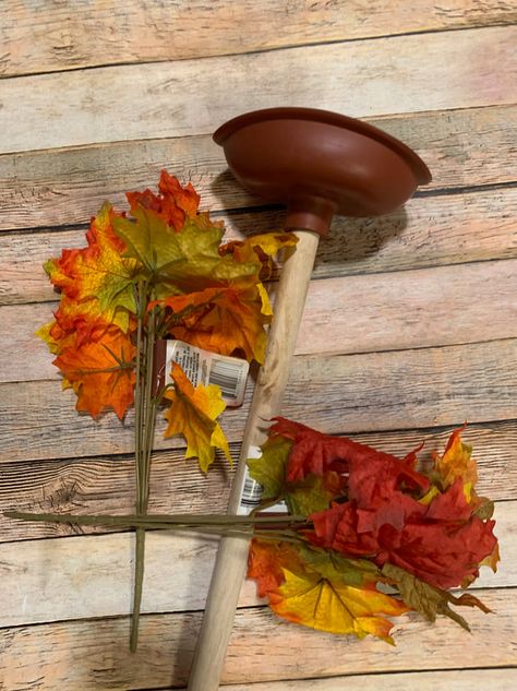 Dollar Tree Toilet Plunger Fall Tree Toilet Tree, Dollar Tree Fall Decor, Dollar Tree Fall Decor Diy, Toilet Plunger, Outside Fall Decor, Fall Decor Dollar Tree, Dollar Tree Fall, Fall Tree, Diy Dollar Tree Decor