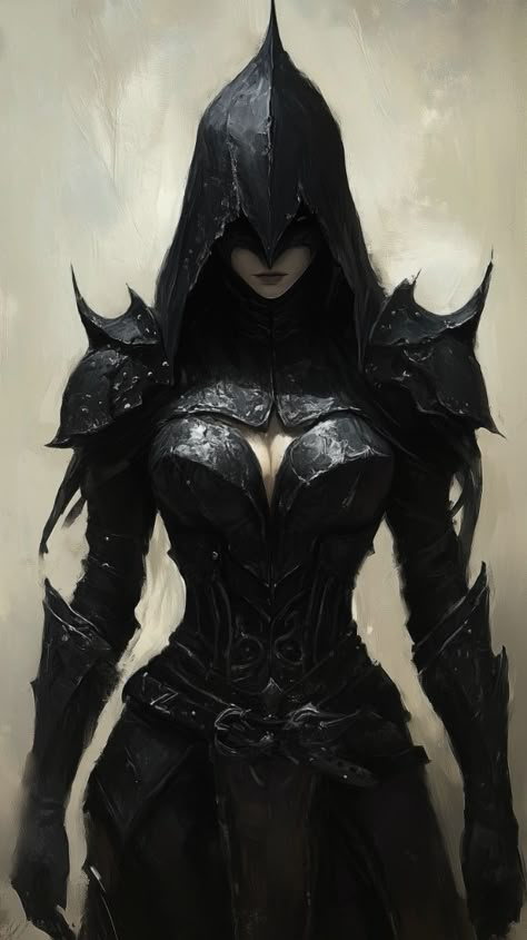 Black Female Armor, Female Assassin, Black Armor, Warrior Outfit, Medieval Woman, Dark Warrior, Female Armor, Shadow Warrior, Female Knight