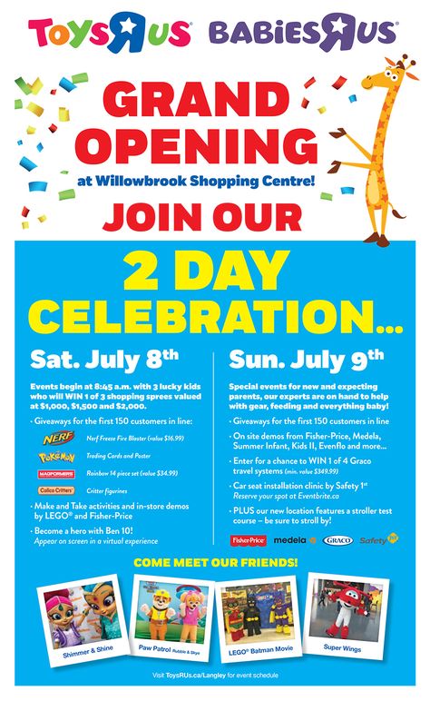 Langley Toys“R”Us and Babies“R”Us Grand Opening Langley Bc, July 9th, Babies R Us, Who Will Win, Shopping Centre, Toys R Us, New Toys, Shopping Center, Grand Opening