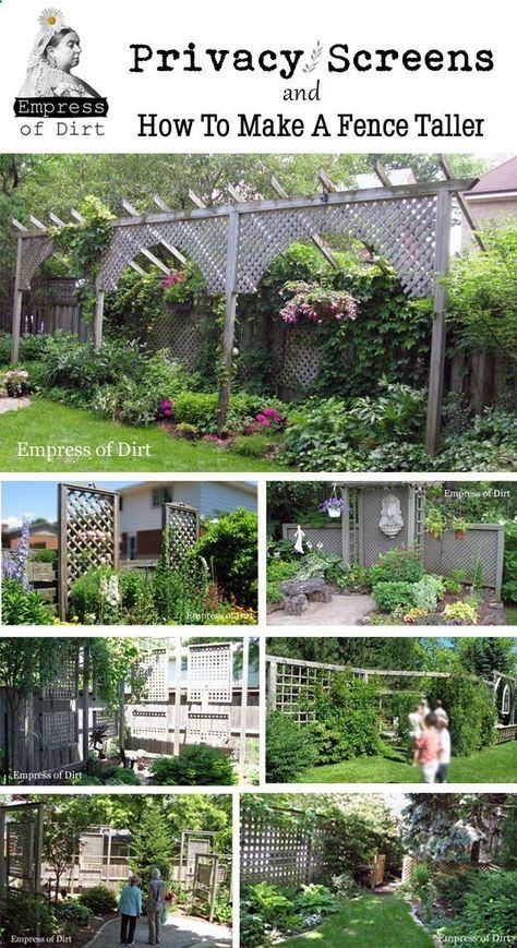 Make A Fence Taller, Garden Privacy, Backyard Privacy, Garden Area, Privacy Screens, Garden Yard Ideas, Garden Fencing, Garden Structures, Privacy Screen