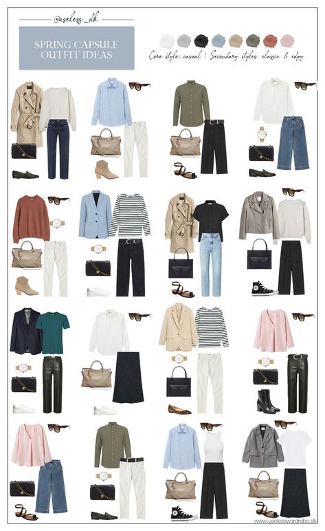 Outfit ideas. A 40-piece capsule wardrobe, mainly based on basics and a little handful of spring items that add a pop of colour. #springcapsulewardrobe #capsulewardrobechecklist #capsulewardrobe #springoutfits Spring Capsule Wardrobe 2022, Capsule Wardrobe 2022, Outfit Capsule, Essentials Checklist, Capsule Wardrobe Women, Spring Summer Capsule Wardrobe, Classic Capsule Wardrobe, Capsule Wardrobe Work, Mode Tips