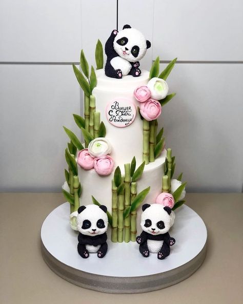 Panda Birthday Theme, Panda Bear Cake, Panda Birthday Cake, Bolo Panda, Panda Baby Showers, Panda Cake, Panda Birthday Party, Baby Birthday Photoshoot, Panda Baby