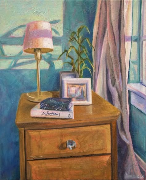 Bedroom Oil Painting, Healing Artwork, Contemporary Still Life, Winter Sunset, Bedroom Panel, Still Life Drawing, Canadian Art, My Bedroom, Painting Still Life