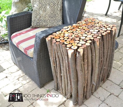 12 Beautiful Things to Make with Twigs, Sticks & Branches Branch Side Table, Branch Furniture Diy, Diy Branches, Diy Furniture Covers, Homestead Projects, Branch Diy, Wood Tile Bathroom Floor, Branch Table, Branch Furniture