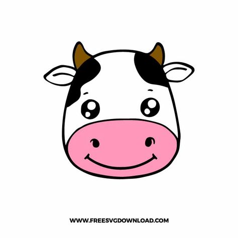 Cow Faces, Cow Head Drawing, Cow Svg Free, Cow Simple Drawing, Cow Drawing Simple, Simple Cow Drawing, Cow Face Drawing Easy, Cow Face Drawing, Cow Head Painting