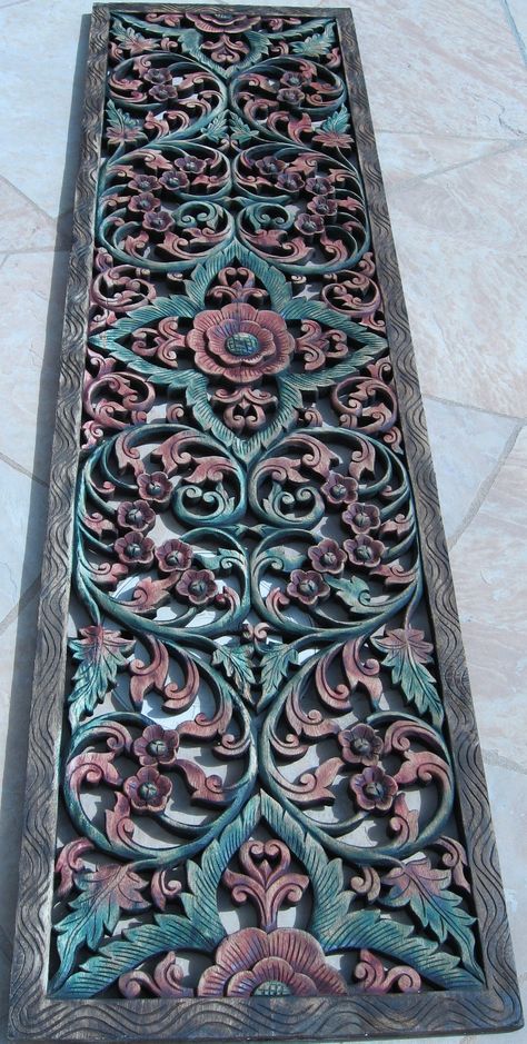 Life Size Floral Teak Wood Panel Carved Wood Panel, Carved Wall Art, Wood Carving Furniture, Hand Carved Teak, Carved Wood Wall Art, Main Door Design, Wood Panels, Carving Designs, Wood Carving Art