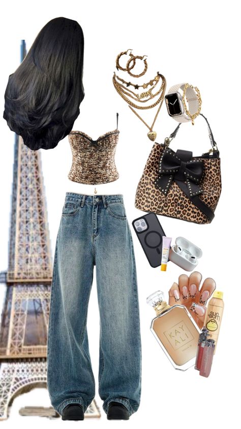 Y2K | Leopard print x Lepord Outfit Aesthetic, Leopard Y2k Outfit, Tyla Outfits, 2000s Fashion Inspiration, Cheetah Clothes, Y2k Leopard Print, 2000s Tops, 2000s Girl, Indie Y2k