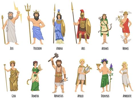 Greek God Symbols - The Symbols of Power Mythology Characters, Ancient Greece Mythology, Greek Mythology Characters, Greece Mythology, Circus Characters, Greek Mythology Gods, Ancient Greek Gods, Greek Warrior, Greek Gods And Goddesses