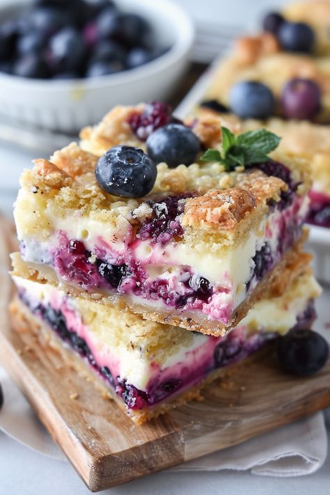 Blueberry Cream Cheese Bars - That Oven Feelin Blueberry Cream Cheese Bars, Cream Cheese Sweetened Condensed Milk, Oat Crust, Blueberry Desserts Recipes, Blueberry Cheesecake Bars, Cheese Bars, Cream Cheese Bars, Cream Cheese Desserts, Cheese Bar