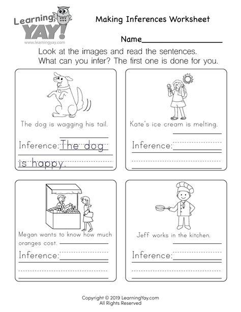 Science Worksheet For 20st Grade Inference Pictures, Language Arts Worksheets, Ela Worksheets, 1st Grade Writing, First Grade Worksheets, Making Inferences, First Grade Writing, Science Lesson, Drawing Conclusions