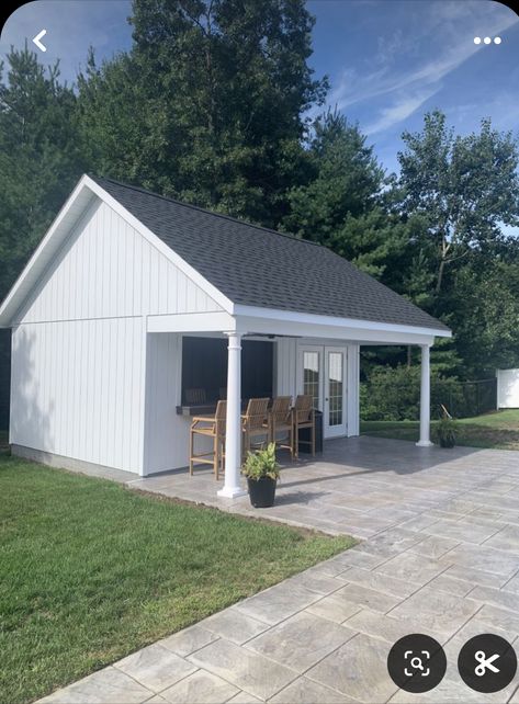 Pool Storage Shed, Simple Pool House, Guest Pool House, Outdoor Pool House, Small Pool House, Pool House Shed, Shed With Porch, Simple Pool, Cheap Pool