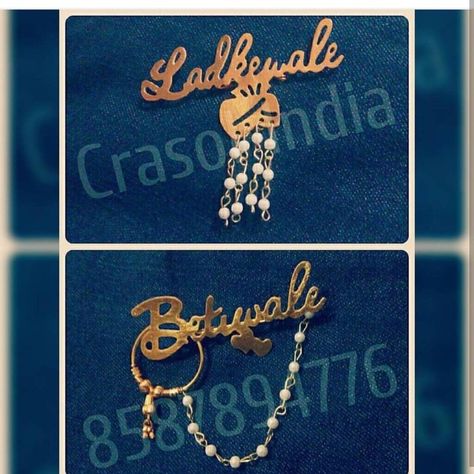 Ladkewale Brooch for Barati's and Betiwale for Bride side. Call us at 8587894776  #shaadiseason #loveforethnic #dulhan #mehndi #shaadi #desiwedding #betiwale #ladkewale #indiangroom #sabyasachibride #indianbridal #haldi #indianengagement #postweddingshoot #bridalshoot #postwedding #preshoot #preweddingideas #preweddingphotgraphy  #india #indianweddings #indianphotography #indianwedding #indianbride #jaipur #chandigarh #delhi #mumbai #ladkiwale Dulhan Entry, Shadi Mubarak, Big Indian Wedding, Indian Engagement, Pooja Decoration, Wedding Badges, Wedding Trousseau, Sabyasachi Bride, Desi Wedding Decor