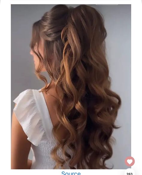 Half Up Curls, Half Up Half Down Wedding Hair, Wedding Hair Styles, Down Wedding Hairstyles, Wedding Hair Half, Half Up Half Down Wedding, Romantic Wedding Hair, Power Bi, Braided Half Up