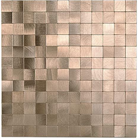 Amazon.com: Decopus Copper Metal Tile Backsplash Peel and Stick (MS25 Copper/Mute-Gold 5pc/Pack 12 x12'', 0.16'' Thick), Self Adhesive Tile for Kitchen Wall Bathroom, Table Tops, Wall Accent: Home & Kitchen Tiles For Kitchen Wall, Copper Mosaic Tile, Copper Tile Backsplash, Metal Tile Backsplash, Tile Peel And Stick, Brick Backsplash Kitchen, Vintage Mosaic, Copper Backsplash, Metal Mosaic Tiles