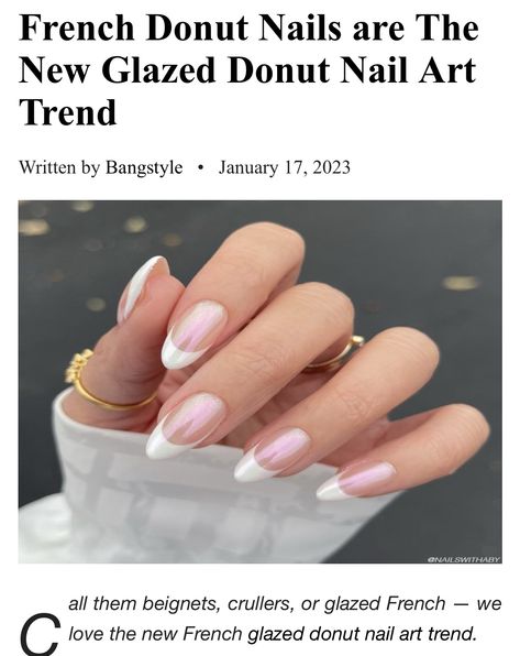 Glazed Doughnut Nails French, French Tip Nails Glazed, French Donut Nails, French Nails Glazed Donut, Almond French Tip Nails Glazed Donut, Glazed Donut Nails French Tip, Glazed Doughnut French Tip Nails, French Tip Glazed Donut Nails, Pink Glazed Donut Nails French Tip