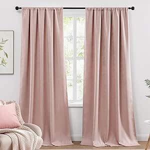 Blush Velvet Curtains, Pink Velvet Curtains, Tall Curtains, Spa Office, Privacy Window, Velvet Drapes, Window Curtain Rods, Pink Curtains, Nursery Curtains