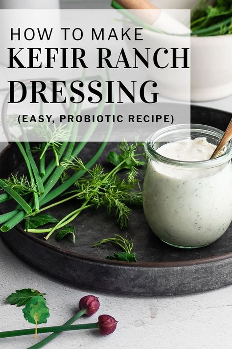 This kefir ranch dressing recipe is an easy take on an American classic. With a creamy, tart edge and plenty of herbs, this dressing is just as delicious as a dip as it is drizzled over your favorite salad. It’s also a great way to incorporate probiotic foods into your family’s diet. Probiotic Salad, Luvele Recipes, Dairy Free Yogurt Recipe, Summer Salad Dressing, Mediterranean Salad Dressing, Homemade Kefir, Recipe Using Milk, Crohns Diet, Wahls Protocol